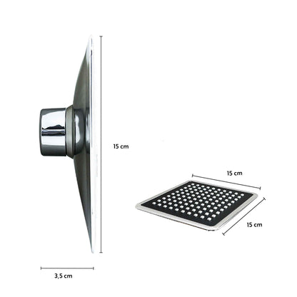 ROSETA CUADRADA 15CM CROMADA PARA DUCHA LH-3302