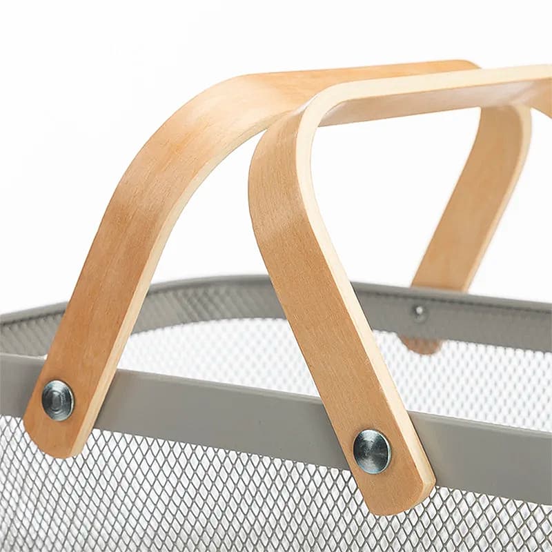 CANASTA METALICA ASAS DE BAMBU 37X22X17CM LH-3669