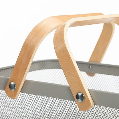 CANASTA METALICA ASAS DE BAMBU 37X22X17CM LH-3669