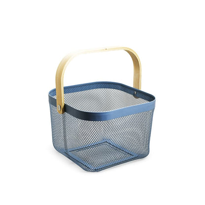 CANASTA METALICA ASAS DE BAMBU 24X24X18CM LH-3668