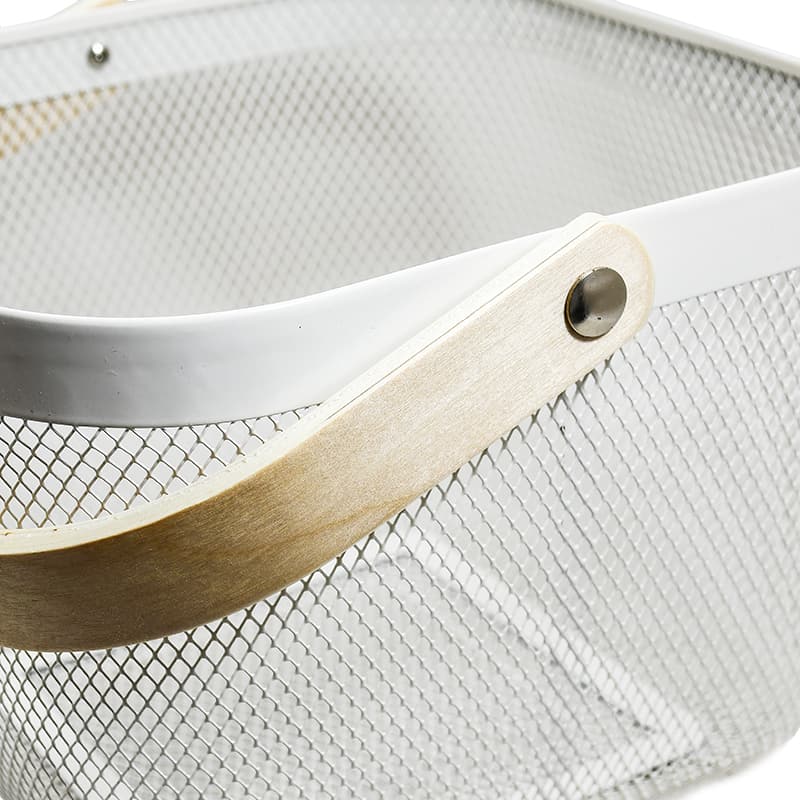 CANASTA METALICA ASAS DE BAMBU 24X24X18CM LH-3668