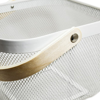 CANASTA METALICA ASAS DE BAMBU 24X24X18CM LH-3668