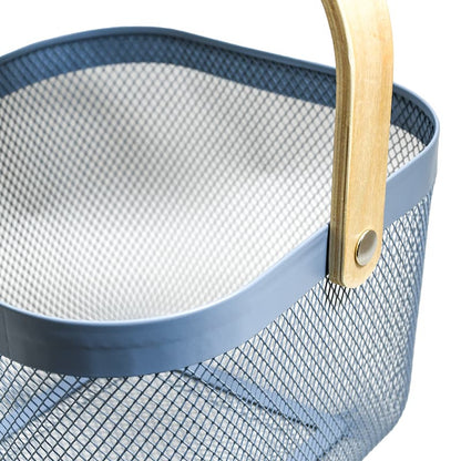CANASTA METALICA ASAS DE BAMBU 24X24X18CM LH-3668
