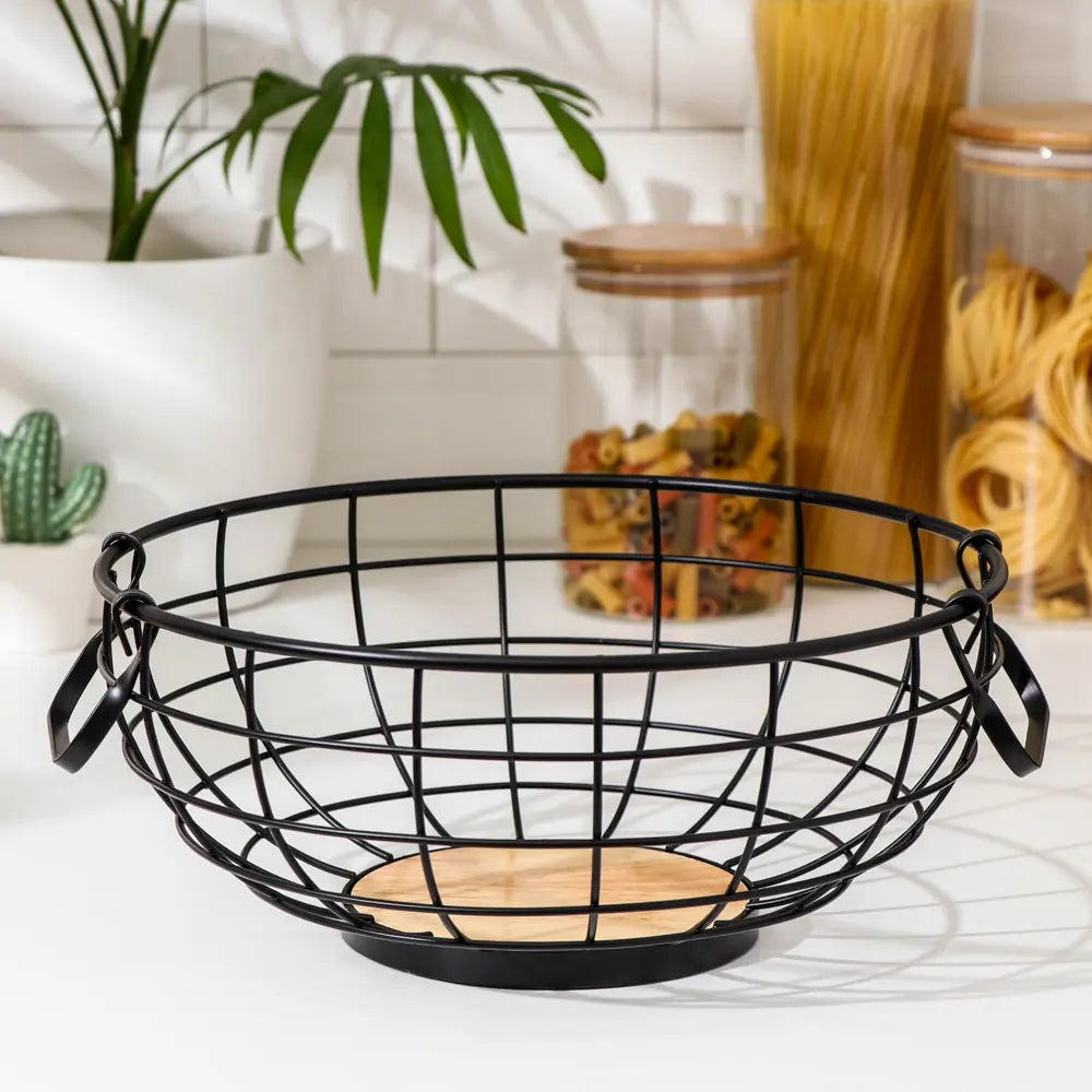 CESTO FRUTAS REDOND METAL Y MADERA 30CM LH-3657