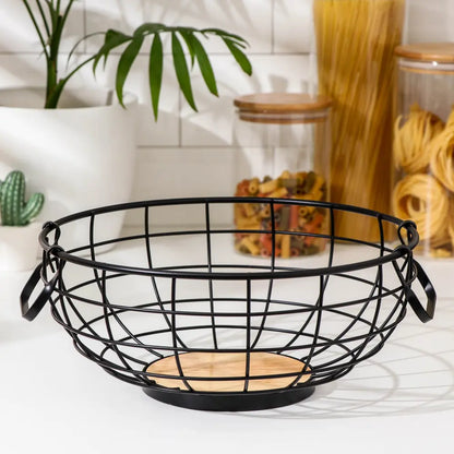 CESTO FRUTAS REDOND METAL Y MADERA 30CM LH-3657