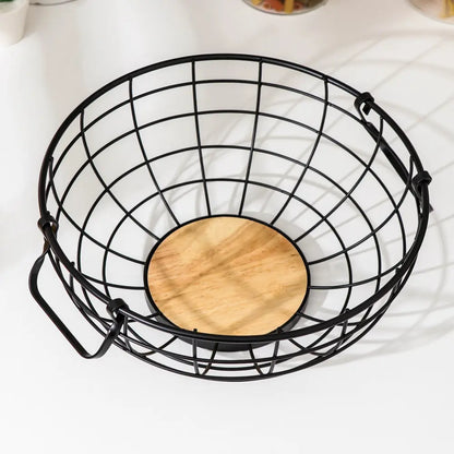 CESTO FRUTAS REDOND METAL Y MADERA 30CM LH-3657