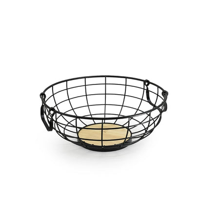 CESTO FRUTAS REDOND METAL Y MADERA 30CM LH-3657