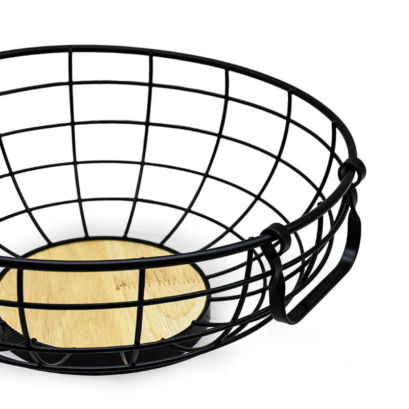 CESTO FRUTAS REDOND METAL Y MADERA 30CM LH-3657