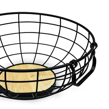 CESTO FRUTAS REDOND METAL Y MADERA 30CM LH-3657
