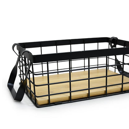 CESTO FRUTAS RECTANGULAR METAL/MAD 26X19CM LH3667
