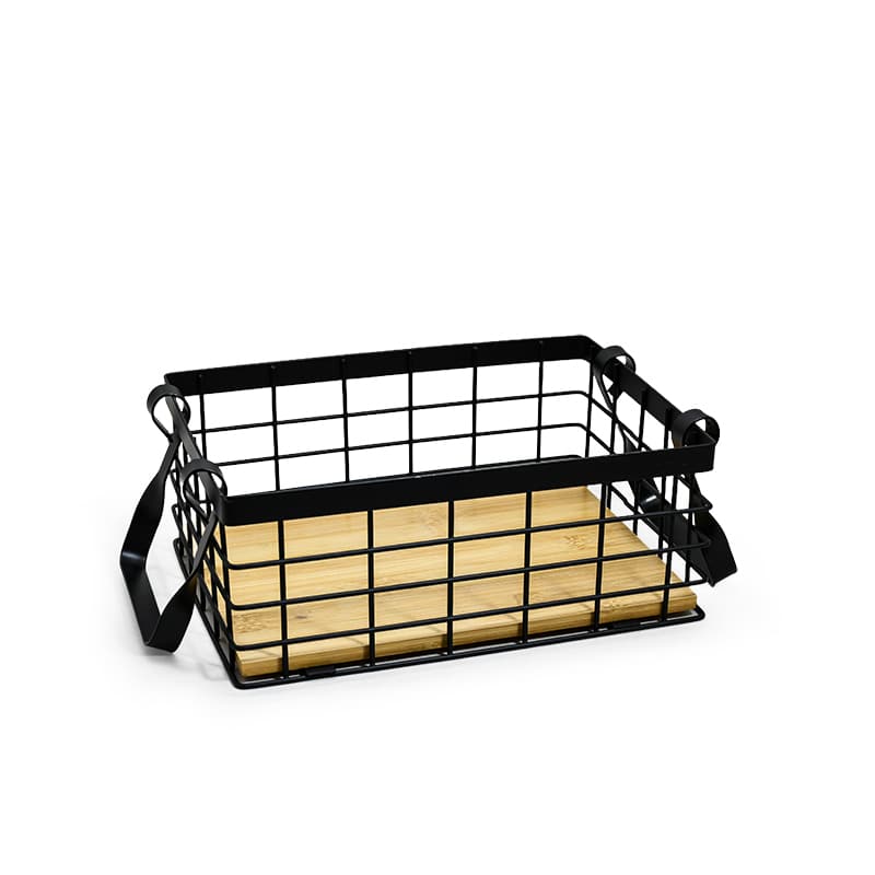 CESTO FRUTAS RECTANGULAR METAL/MAD 26X19CM LH3667