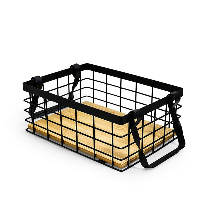 CESTO FRUTAS RECTANGULAR METAL/MAD 26X19CM LH3667
