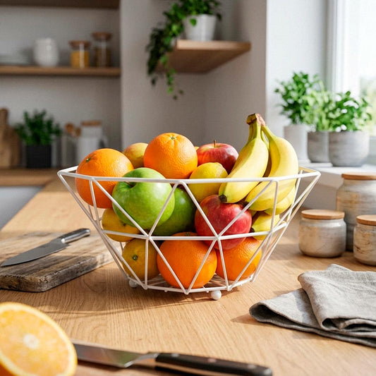 CESTO FRUTAS CIRCULAR METALICO BLANCO 28CM LH3656