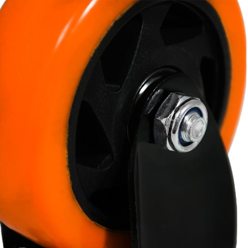 RUEDA 4 BASE METALICA FIJA NARANJA NEGRA LH-3450
