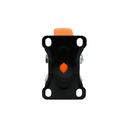 RUEDA 4 BASE METALICA FIJA NARANJA NEGRA LH-3450