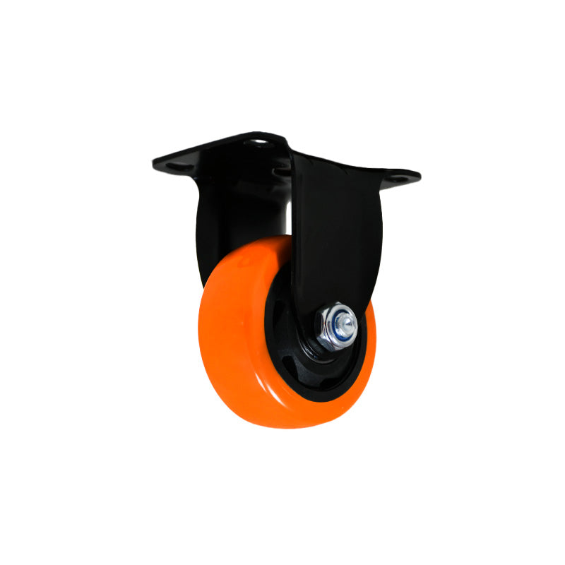 RUEDA 3 BASE METALICA FIJA NARANJA NEGRA LH-3449