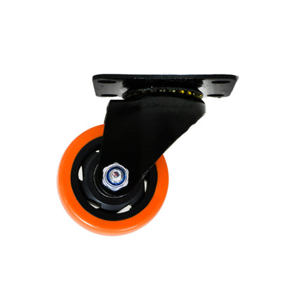 RUEDA 3 BASE METAL GIRATORIA NARANJA NEGRA LH-3454