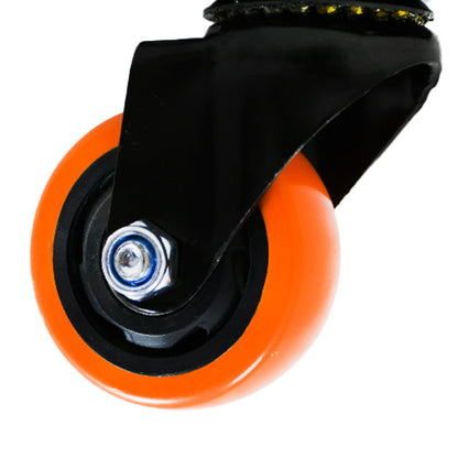 RUEDA 3 BASE METAL GIRATORIA NARANJA NEGRA LH-3454