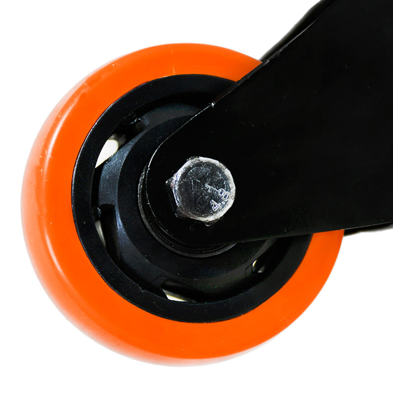 RUEDA 3 BASE METAL GIRATORIA NARANJA NEGRA LH-3454