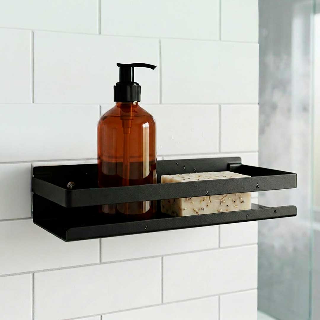 SOPORTE ESTANTE METALICO NEGRO 30X10CM  LH-3430