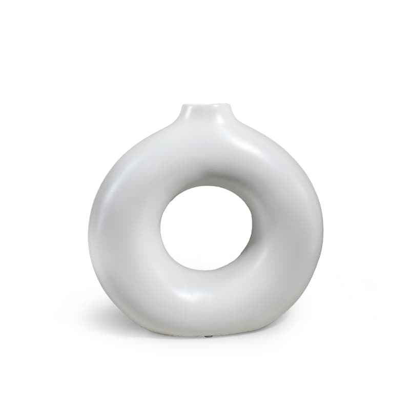 FLORERO CIRCULAR DECO 26CM COLOR BLANCO LH-3714