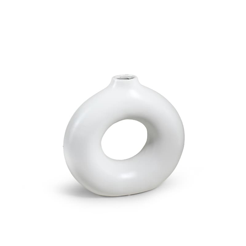 FLORERO CIRCULAR DECO 26CM COLOR BLANCO LH-3714