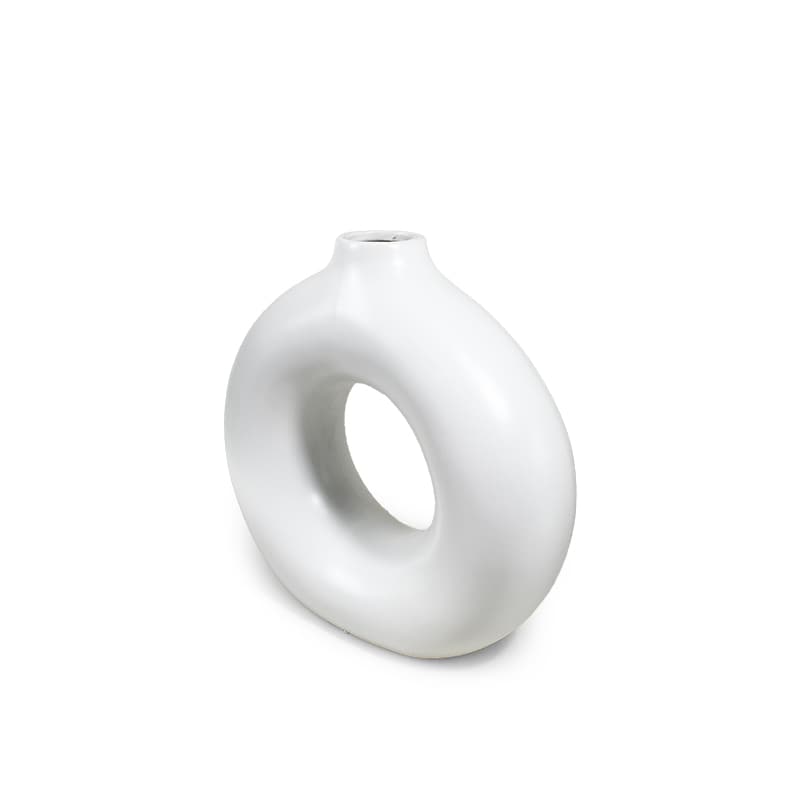 FLORERO CIRCULAR DECO 26CM COLOR BLANCO LH-3714
