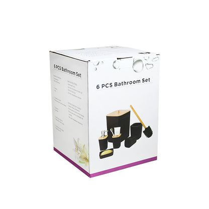 SET DE BAÑO 6PZ NEGRO PREMIUM LH-3651