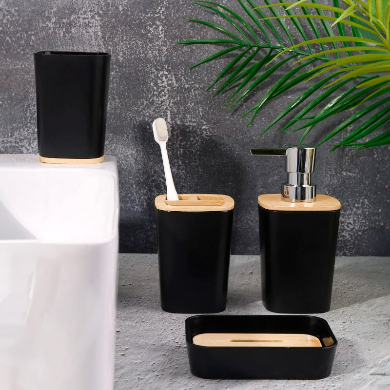 SET DE BAÑO 6PZ NEGRO PREMIUM LH-3651
