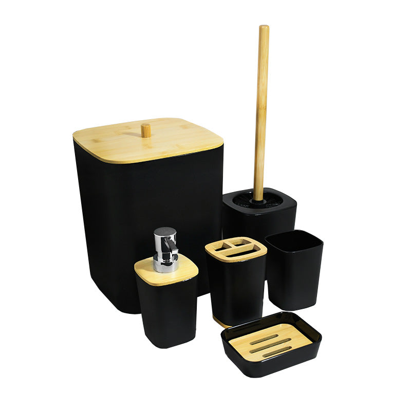 SET DE BAÑO 6PZ NEGRO PREMIUM LH-3651