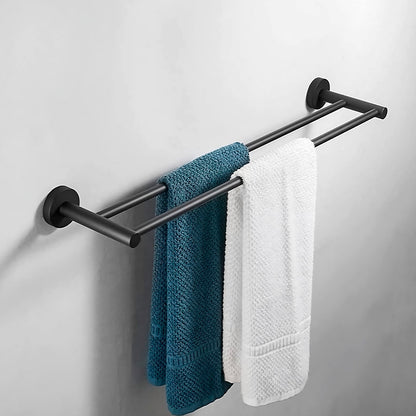 TOALLERO DOBLE NEGRO 57CM PARA BANO LH-3283