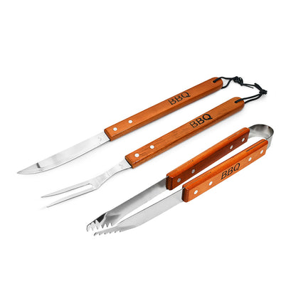 SET PARRILLA 3PZ PINZA TENEDOR CUCHILLO LH-3616