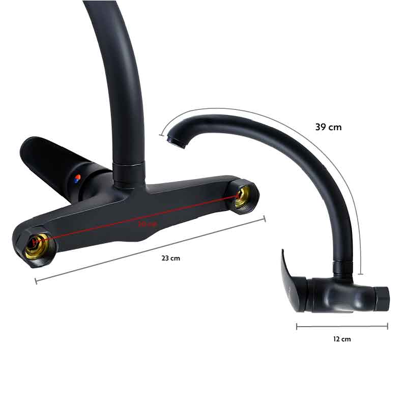 GRIFO MONOCOMANDO 20CM NEGRO PARED ITALOMIX LH3257