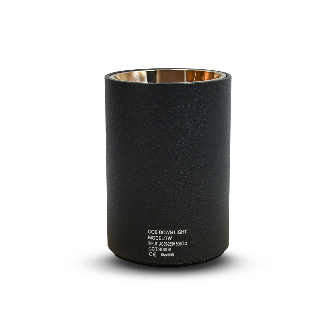 LUMINARIA 7W NEGRO CILINDRICA 5.5X8CM LH-3500