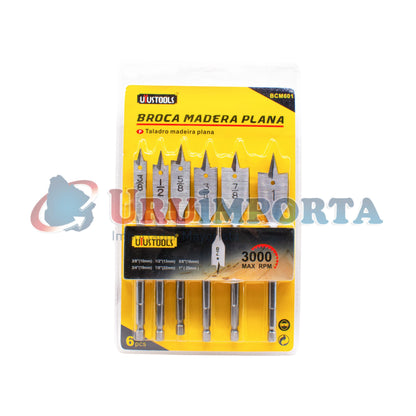 MECHA P/MADERA PLANA 6PZ 3/8″-1″ UYUSTOOLS BCM601