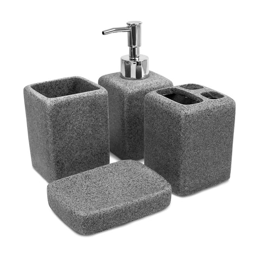ACCESORIO GRIS PUNTOS NEGROS PARA BANO 4PZ LH-3640