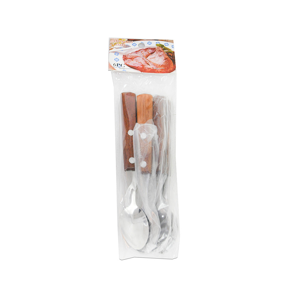 CUCHARA 6PZ DE POSTRE MANGO MADERA LH-3737