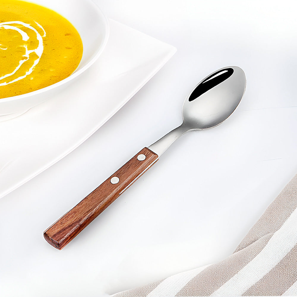 CUCHARA 6PZ DE MESA MANGO MADERA LH-3738