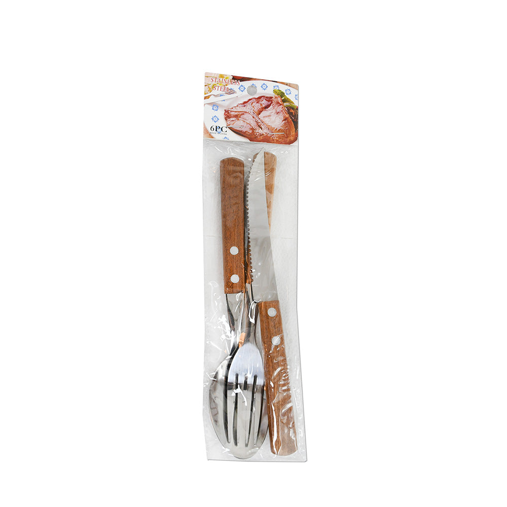 CUBIERTOS 3PZ MANGO DE MADERA EN BOLSA LH-3739