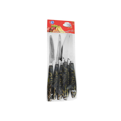 CUCHILLO DE MESA 6PZ MANGO PLASTICO NEGRO LH-3740