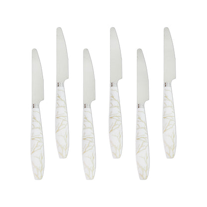 CUCHILLO DE MESA 6PZ MANGO PLASTICO BLANCO LH-3741