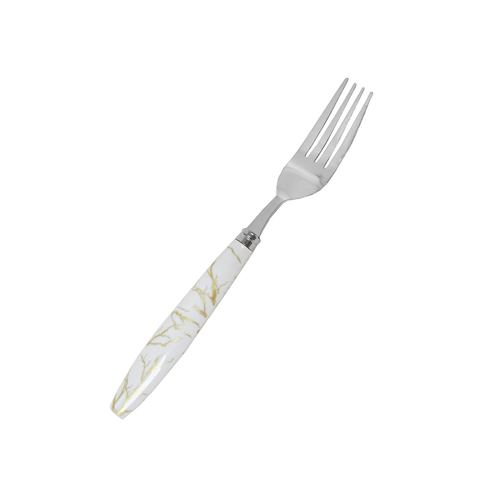 TENEDOR DE MESA 6PZ MANGO PLASTICO BLANCO LH-3743