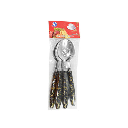 CUCHARA DE MESA 6PZ MANGO PLASTICO NEGRO LH-3744