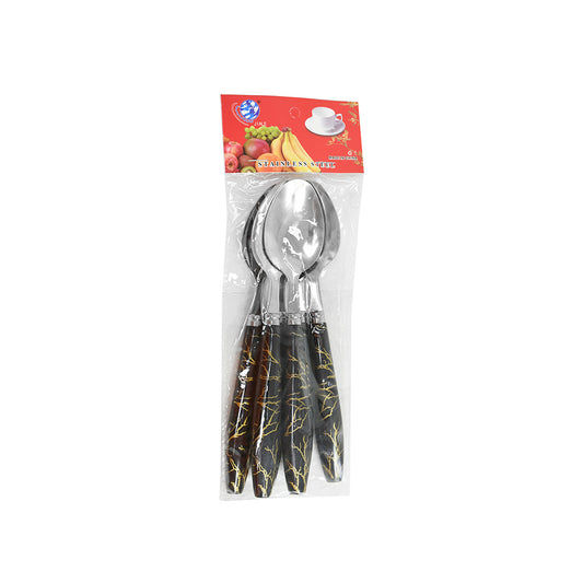 CUCHARA DE MESA 6PZ MANGO PLASTICO NEGRO LH-3744