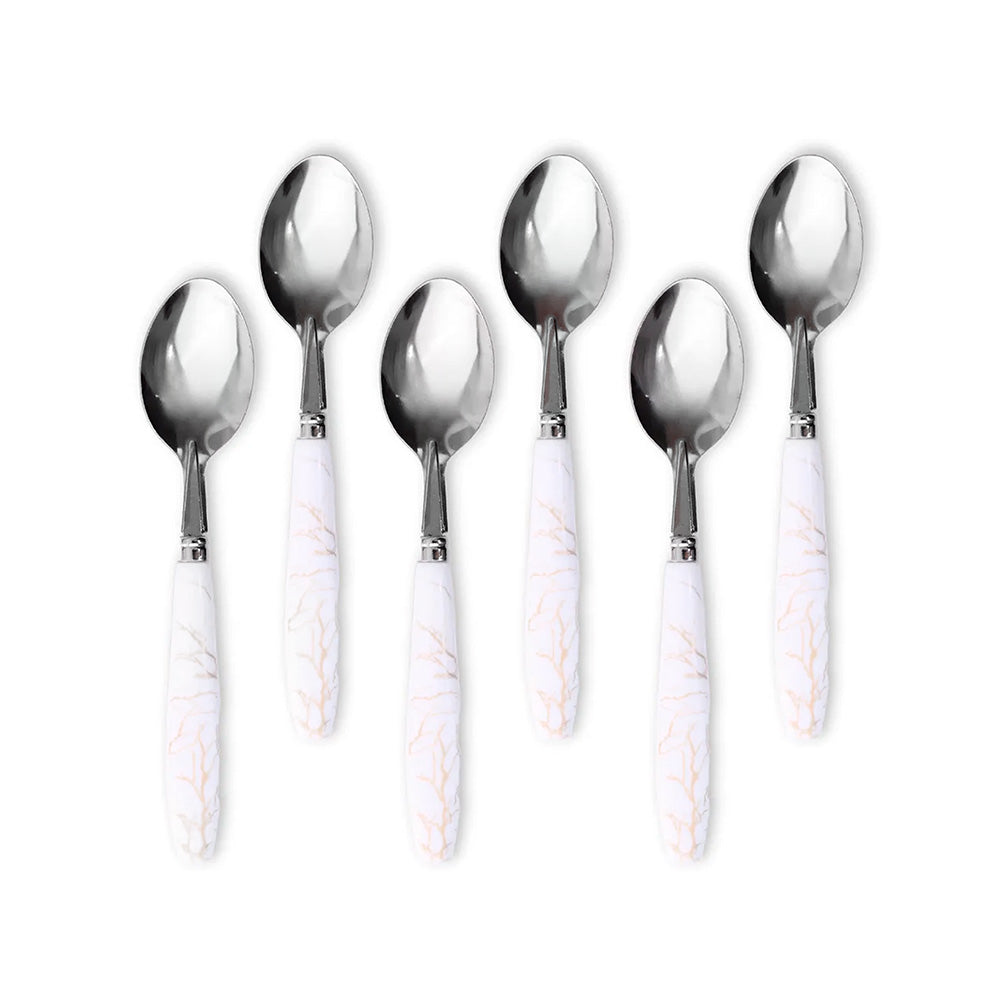 CUCHARA DE MESA 6PZ MANGO PLASTICO BLANCO LH-3745