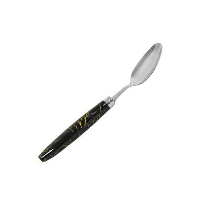 CUCHARA DE POSTRE 6PZ MANGO PLASTICO NEGRO LH-3746