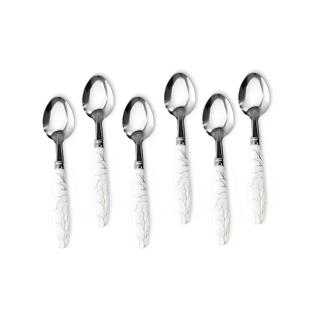 CUCHARA DE POSTRE 6PZ MANGO PLASTICO BLANCO LH3747