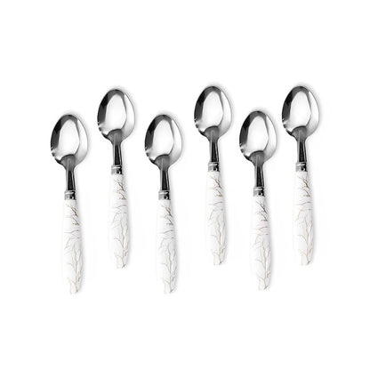 CUCHARA DE POSTRE 6PZ MANGO PLASTICO BLANCO LH3747