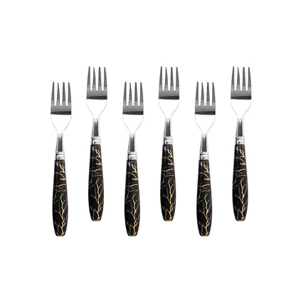 TENEDOR DE POSTRE 6PZ MANGO PLASTICO NEGRO LH-3748