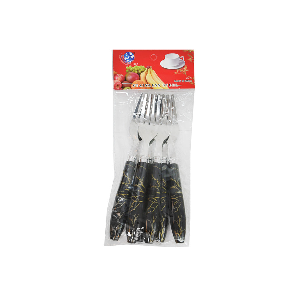 TENEDOR DE POSTRE 6PZ MANGO PLASTICO NEGRO LH-3748